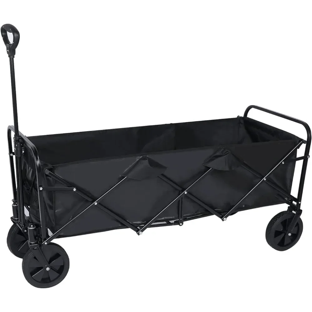 

Heavy Duty Folding Portable Hand Cart with Removable Canopy, 8'' Wheels, Adjustable Handles and Double Fabric for Picnic, Beach