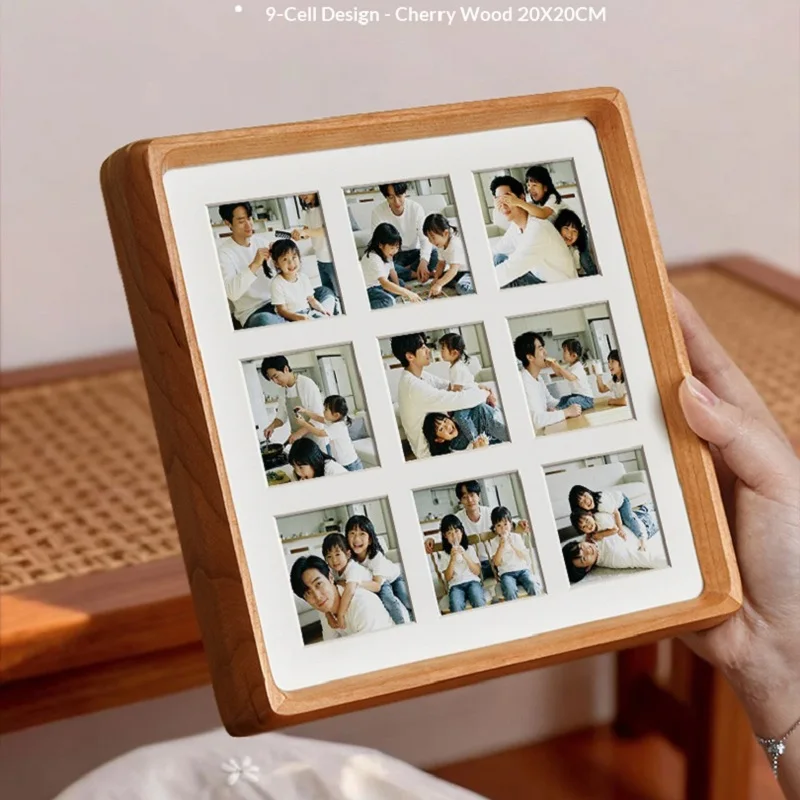 Cornice Fotografica in Legno Premium a 9 Scomparti - Cornice Creativa Fai-da-Te per Coppie, Ricordi di Matrimonio e Decorazione Casa - immagine 5