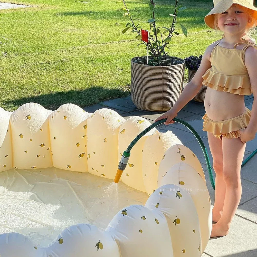 Inflatable Baby Bathtub 90cm Inflatable Baby Swimming Pool Household Outdoor Paddling Pool Soft PVC Fence Play Space Room Bath