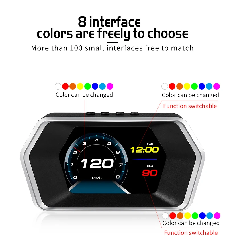 WYOBD P17 OBD2 HUD ÷ Ʈ ڵ  GPS ӵ  溸,   µ  RPM ڵ  ÷