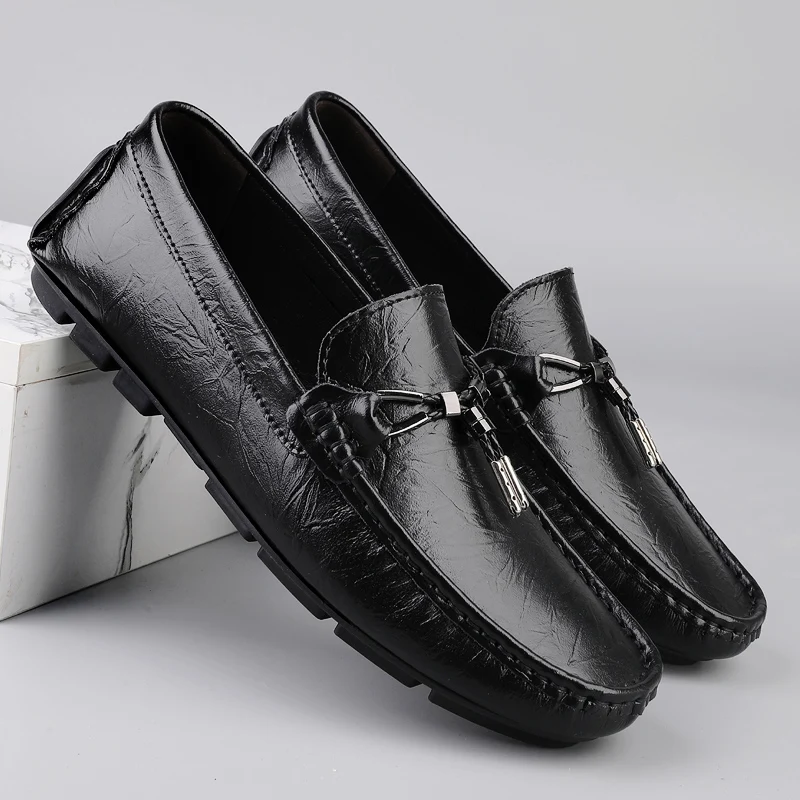 Summer Mens Casual Shoes Genuine Leather Mens Loafers Moccasins Hollow Out Walking Shoes Breathable Slip on Flats Driving Shoes 4