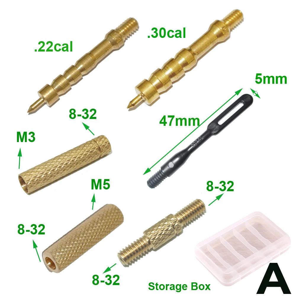 그린 월드 건 청소 브러시 ??키트, 솔리드 브래스 스피어 포인트 재그, 슬롯형 패치 루프 어댑터 세트