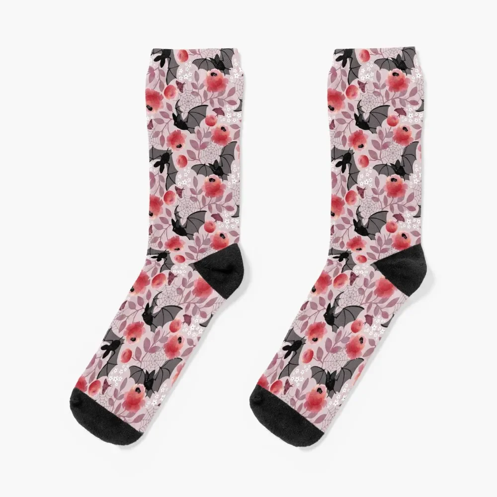 Pastel bat floral Socks gift Stockings man Woman Socks Men's