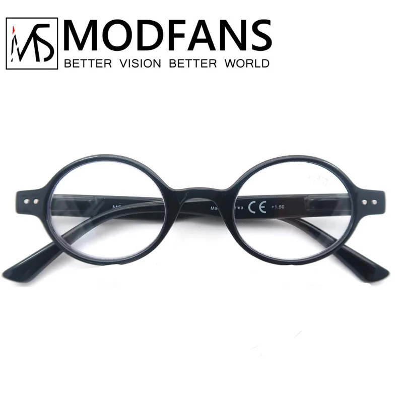 Classic Round Frame Lightweight Reading Glasses with Spring Hinge, Diopter +1.0 to +4.0