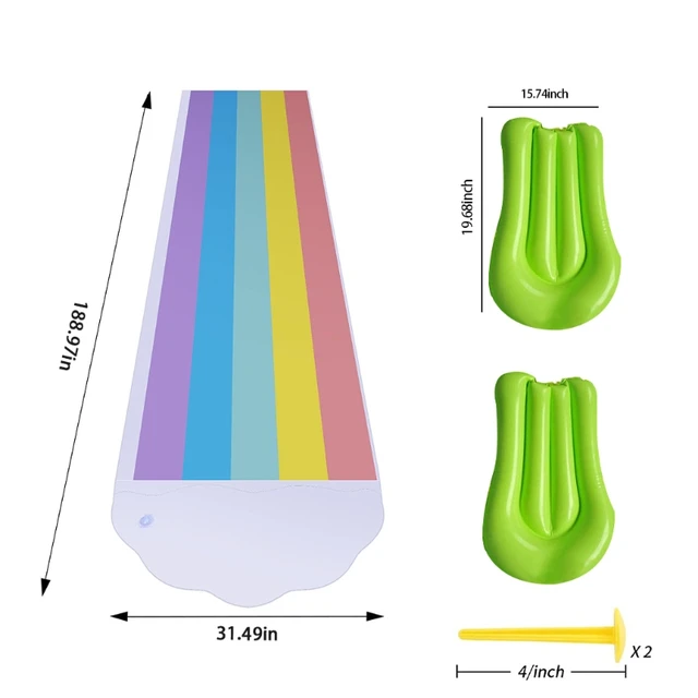 15Ft Lawn  Rainbow Water Slides for Kids Children Boys & Girls Summer Backyard 6