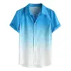 Summer Fashion Men's Short Sleeve Shirts Gradient Color Printed Tops Casual Business Shirts Everyday Street Tops Oversized S-5XL 3