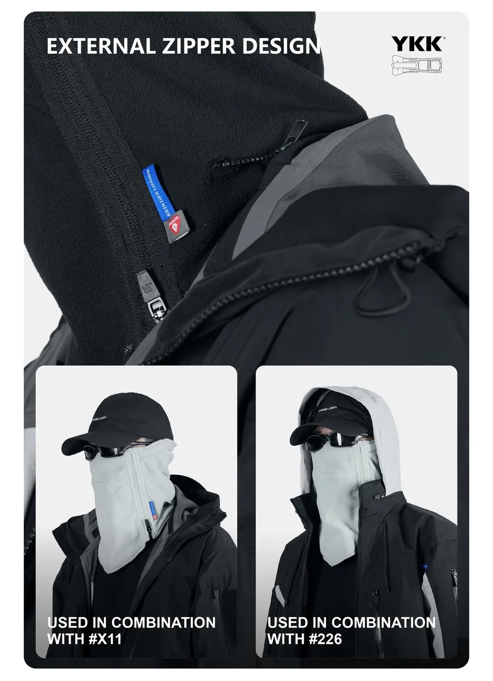 Reindee Lusion 3-in-1 primaloft fleece warm and breathable neck mask snud amann thread techwear gorpcore -