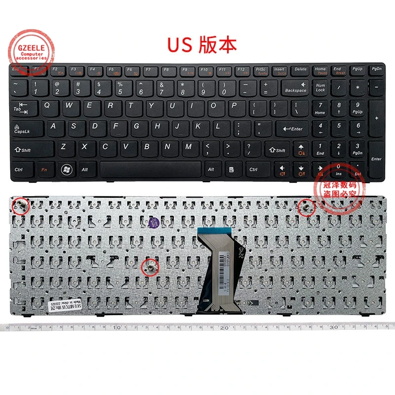 Clavier AZERTY Lenovo Pour Ideapad Z560, G570, G770 - Filaire, Français, Noir