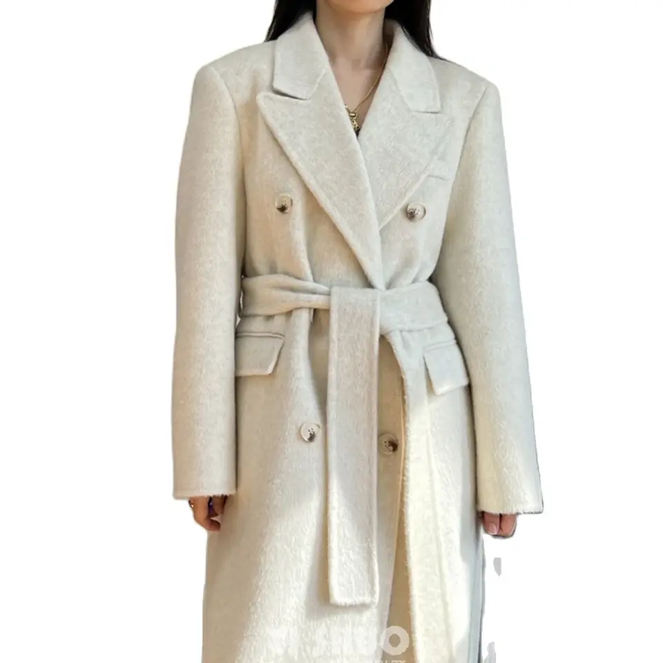 Brand High Quality Off White Double Sided 100% Wool Coat Brand High Quality Off White Double Sided 100% Wool Coat
