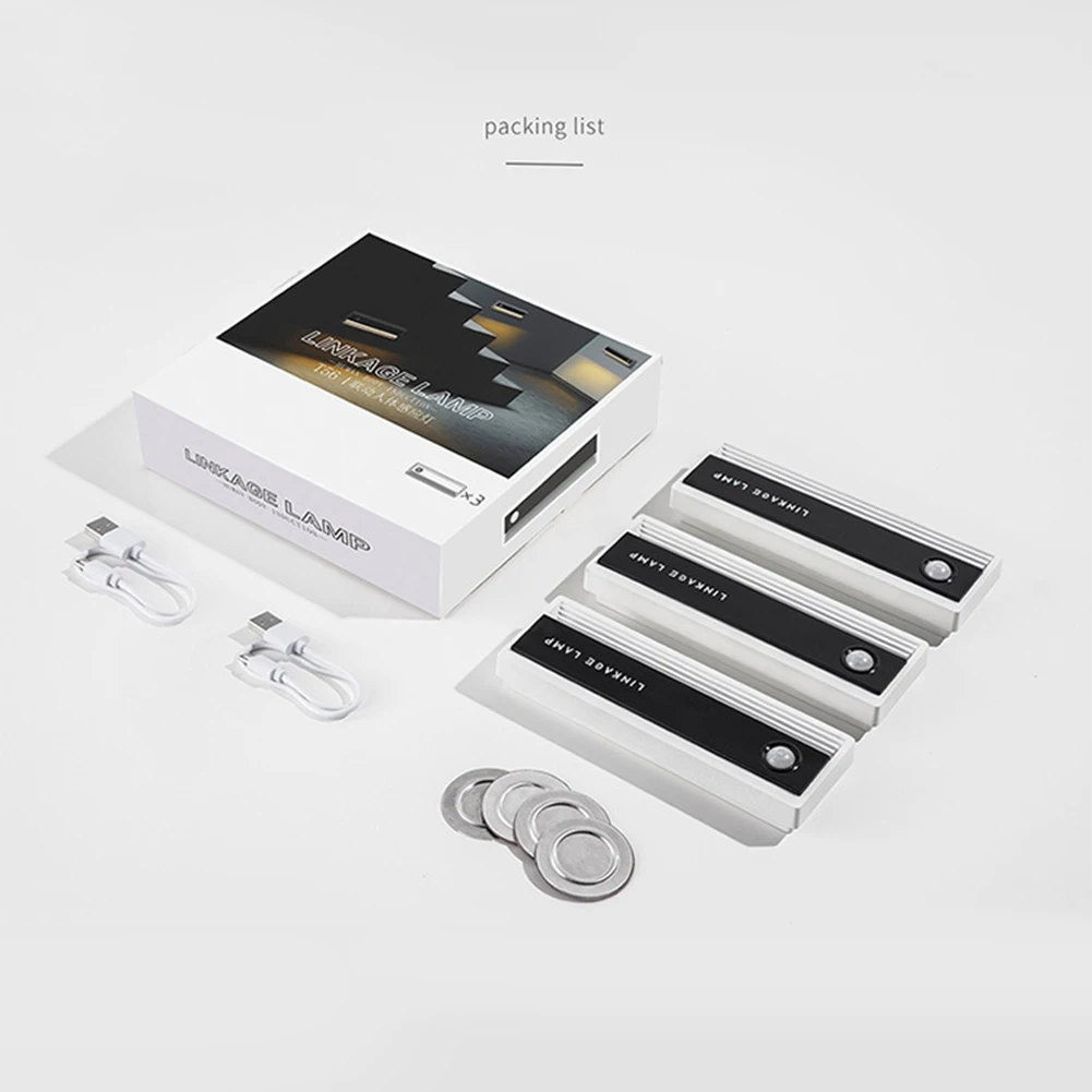 계단 조명 내장 1500mAh 배터리, 복도 아래 캐비닛 조명, 밝기 조절 가능, USB 충전, 계단 조명, 2 개
