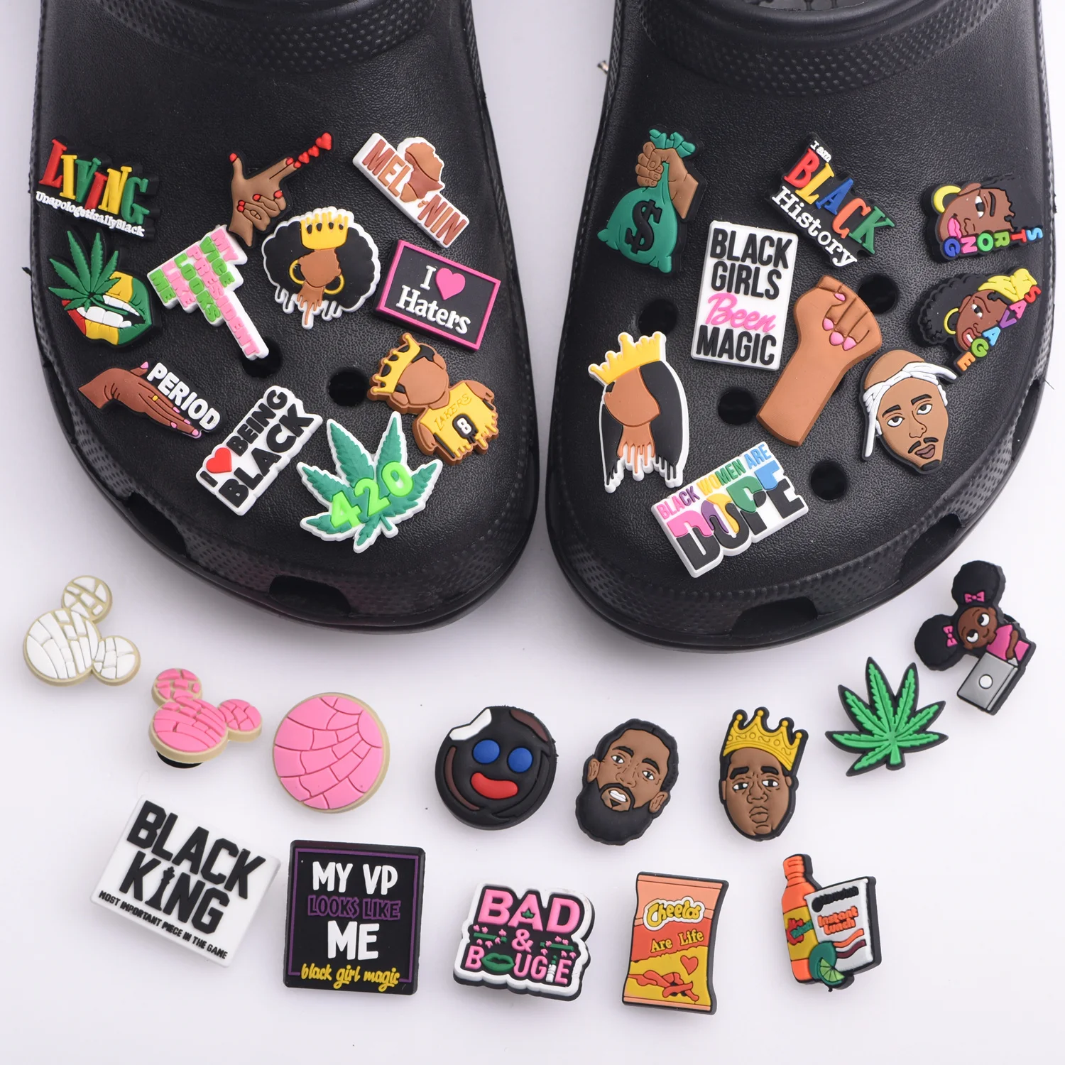 1 Pcs Black Girl Magic Croc Shoe Charms Accessories Decorations Clog Sandals PVC Black Lives Matter Charm Button BLM Girl Gift 1 Pcs Black Girl Magic Croc Shoe Charms Accessories Decorations Clog Sandals PVC Black Lives Matter Charm Button BLM Girl Gift