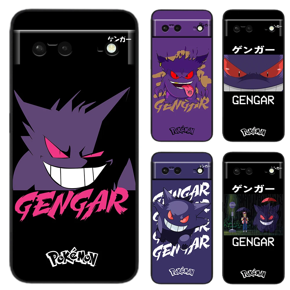 Cartoon Pokemon Gengar Mega Custodia Per Telefono Per Google Pixel 7 6 Pro 6A 5A 5 4 4A Xl 5G Cover Morbida Nera Fundas Coque Cover