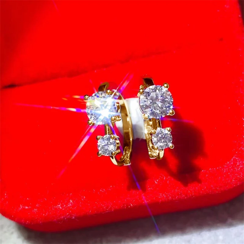 

Женские серьги с бриллиантами KUGG, круглые серьги из серебра 100% пробы с муассанитом диаметром 4 мм и 6,5 мм, D VVS1, 925