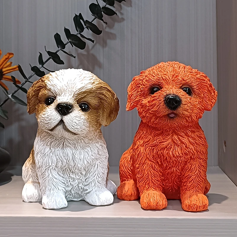 

Sculptures Dog Ornament Animal Statues Home Decor Resin Figurines For Interior Home Decoration Accessories Bedroom Cute Dog Red