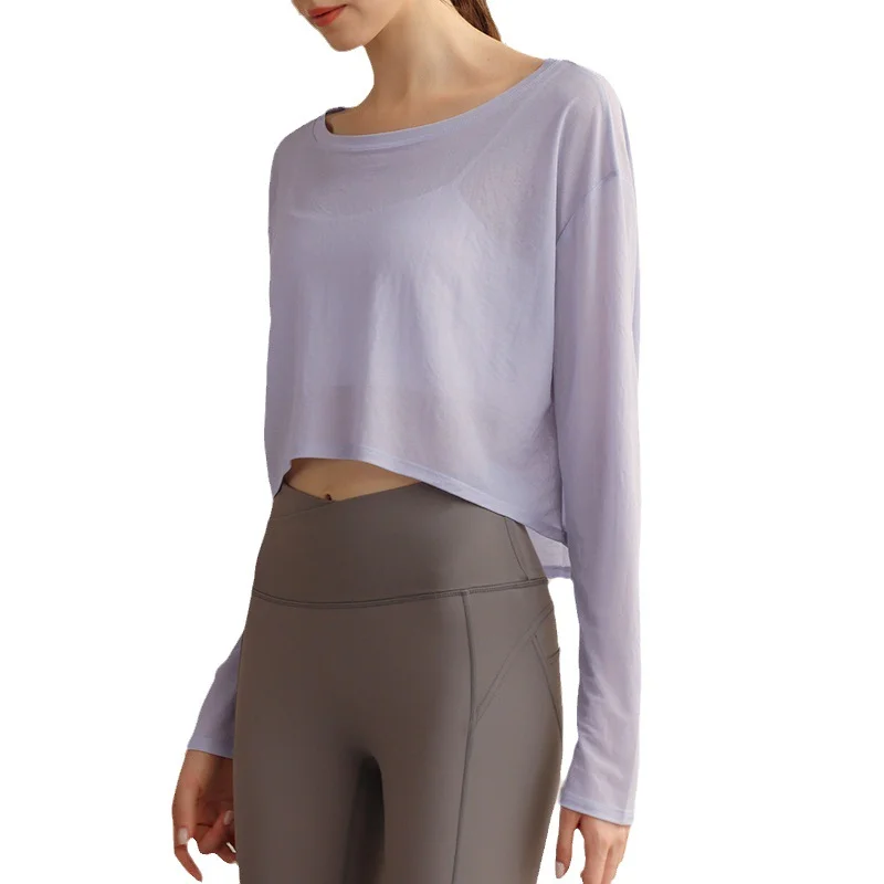 Women Yoga Shirt Loose Breathable Top Fitness Sports Blouse Running Long Sleeve Pilates Training Sports T-Shirt Top Autumn