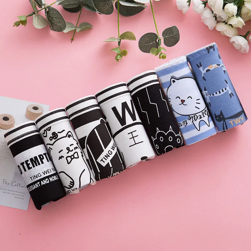 7 Pcs/Set Cotton Panties Cute Print Cherry Girls Underwear Sexy Panties Mid Waist Soft Briefs Female Shorts Underpants_voghion.com