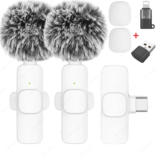New Wireless Lavalier Microphone Portable Audio Video Recording Mini Microphone for iPhone Android PC Camera Live Gaming Phone 2 New Wireless Lavalier Microphone Portable Audio Video Recording Mini Microphone for iPhone Android PC Camera Live Gaming Phone 2