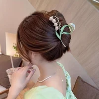 1PCS Bell Orchid Flowers Super Fairy Temperament Hair Accessories, Large Premium Feeling Scratch Clip, Autumn Hundred Shark Clip 2