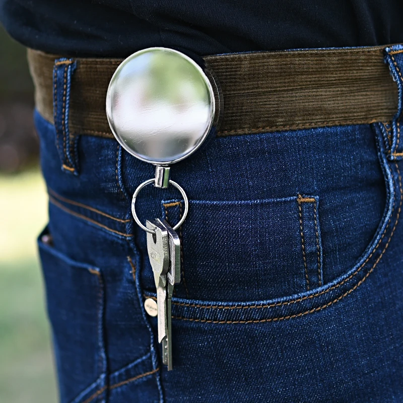 헤비 듀티 개폐식 키 체인, 도난 방지 키체인, 카라비너 포함, 최대 확장 길이 26 인치 개폐식 배지 홀더 끈