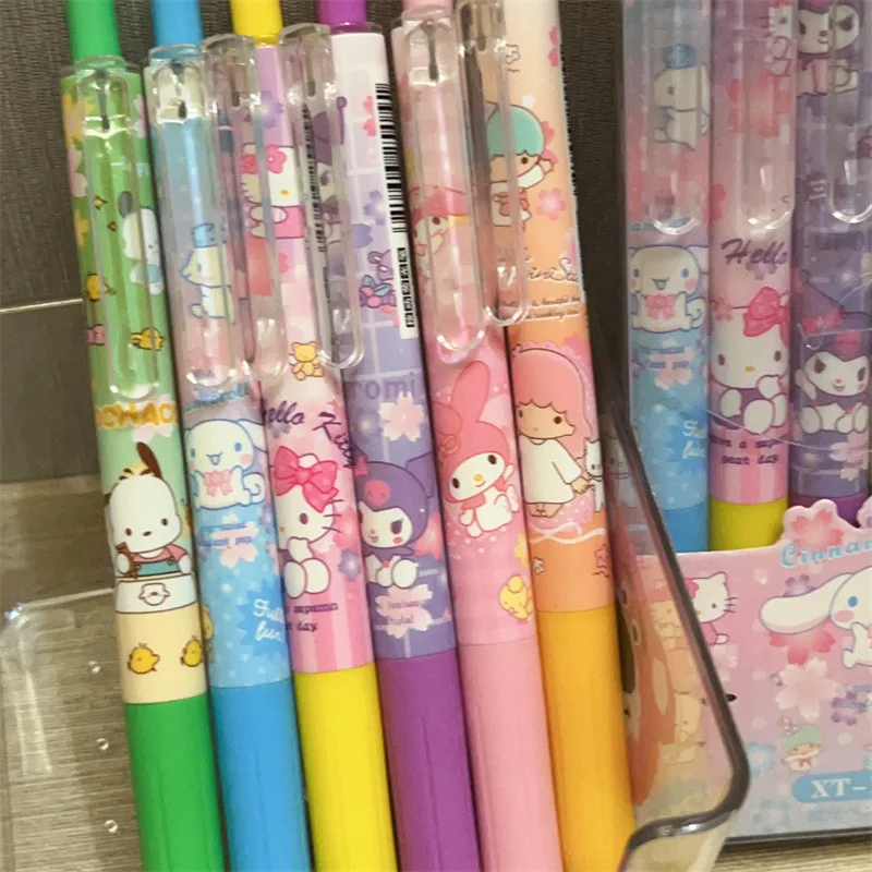 

6PCS Sanrio Hello Kitty Highlighters My Melody Kuromi Cute Colored Marker Pens for Student Stationery School Office Supplies