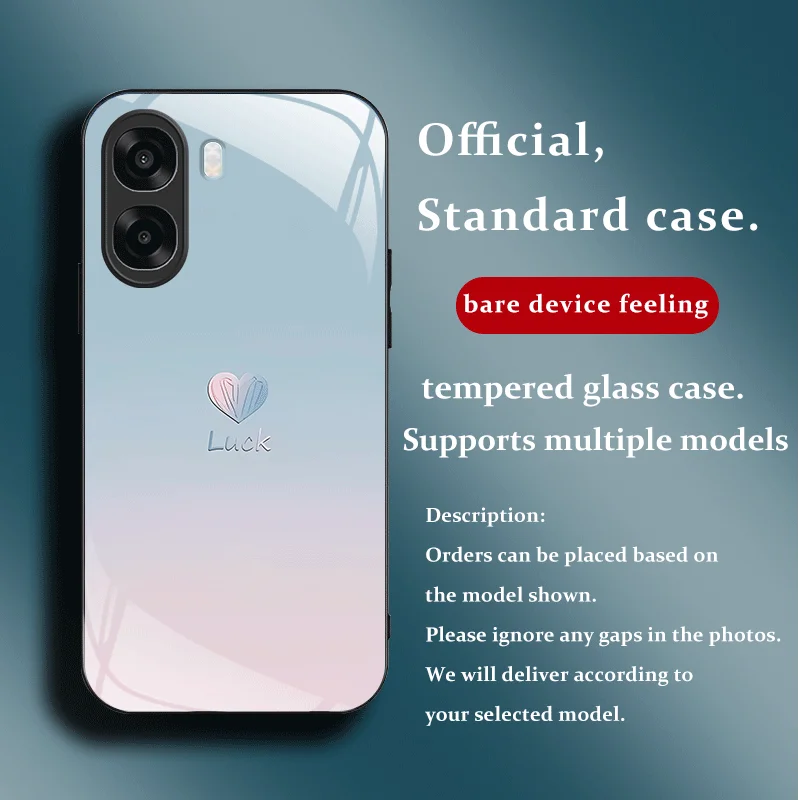Loving Heart Design Tempered Glass Protective Back Case Cover
