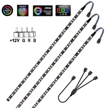 게임용 PC LED 스트립 라이트 5050 RGB 테이프, Aura Sync MSI 미스틱 라이트, 마더 보드 제어, 컴퓨터 케이스 백라이트용, 12V 4 핀 RGB