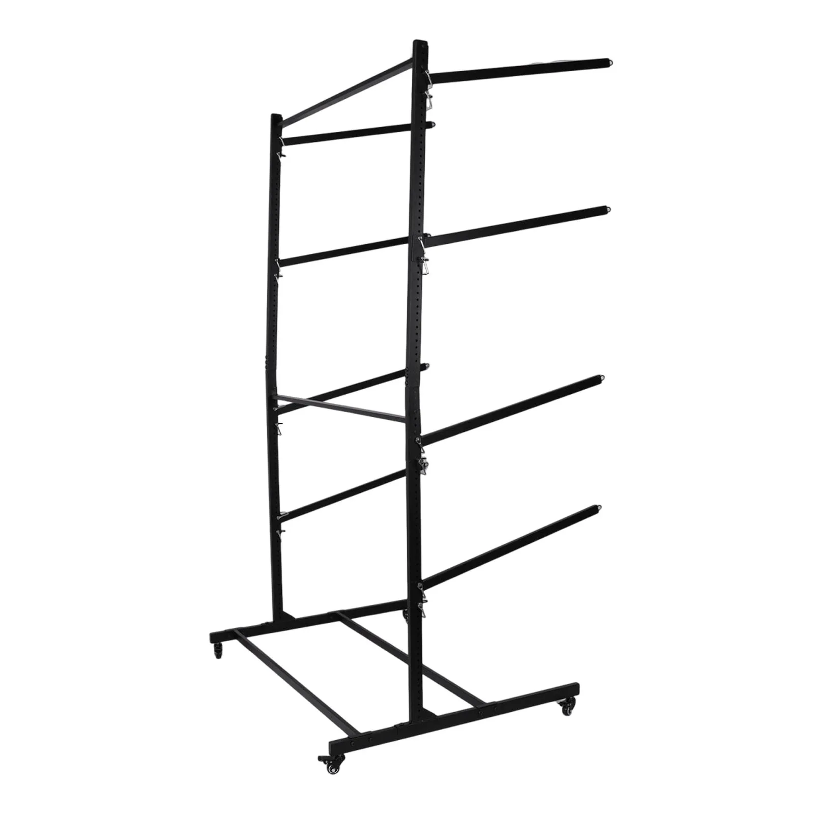 4-Tier Kayaks Storage Rack Rust-Proof Steel Frame Surfboard Storage Rack W/Swappable Wheels & Feet for Garage Dock Seaside Use