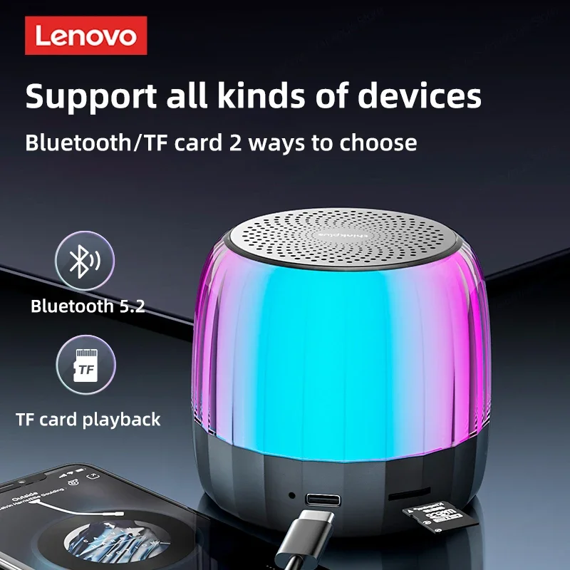 Choice Lenovo K3 Plus Wireless Bluetooth Speaker Portable Music Player Cool RGB SoundBox Low Latency HiFi Stereo Loudspeaker