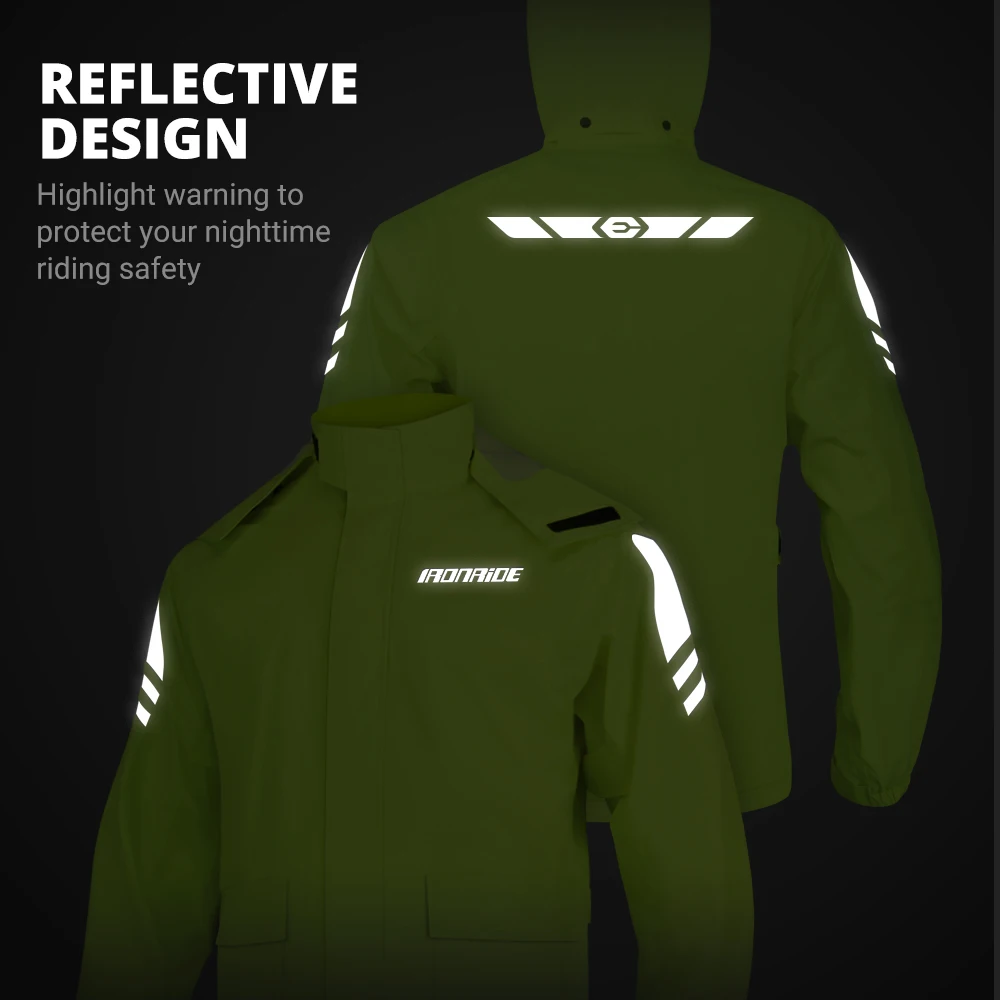 Waterproof Motorcycle Jacket Reflection Motorbike Riding Raincoat Rain Cover Motorcycle Raincoat Outdoor Hooded Sleeve