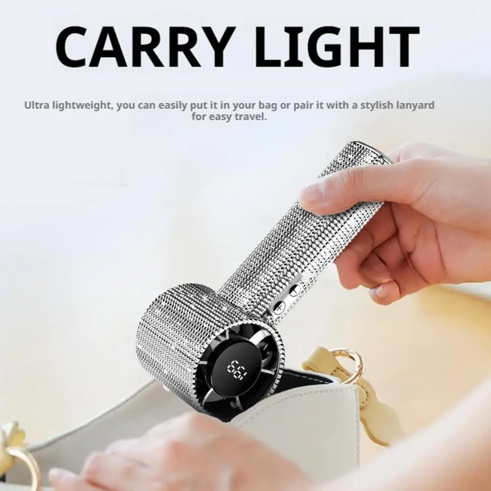 Portable Handheld Fan Digital Display Cooling Gadget 199 Speeds Neck thumbnail 8