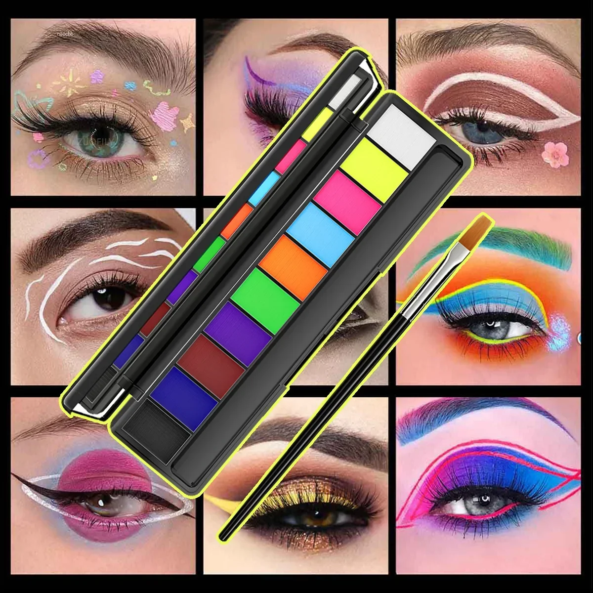 10-color Water Activation UV Painting Palette Set Face Water-based DIY Fluorescent Body Paint Camouflage Paste Eyeliner Makeup 4