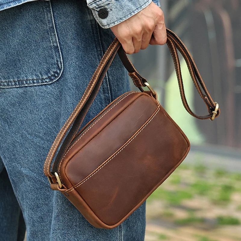  Contacts Crossbody Shoulder Bag Code Lock Anti Theft Small  Messenger Bag for Men Crazy Horse Leather Office Bag for 11 iPad Business  Travel : Clothing, Shoes & Jewelry