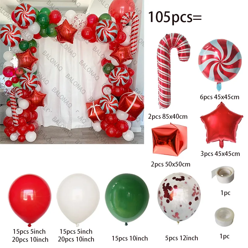 Christmas Balloons Set Garland Arch Kit Red White Metallic Gold Green Balloon for Christmas Party Decorations 2025 New Year