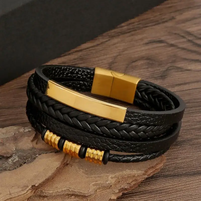 Classic Men's Leather Bracelet New Style Hand-woven