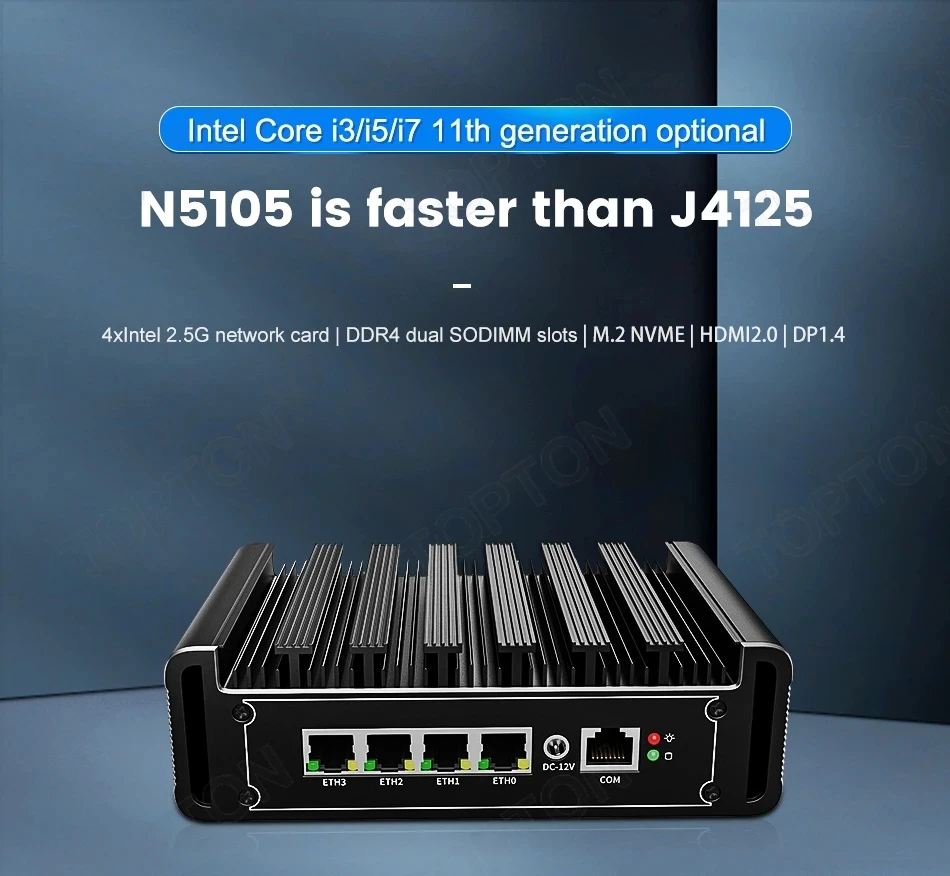 

11th Gen Intel Mini Router Core i7 1165G7 i3 1115G4 4 Intel i226 2.5G LAN 2xDDR4 NVMe Celeron N5105 pfSense Fanless Firewall PC