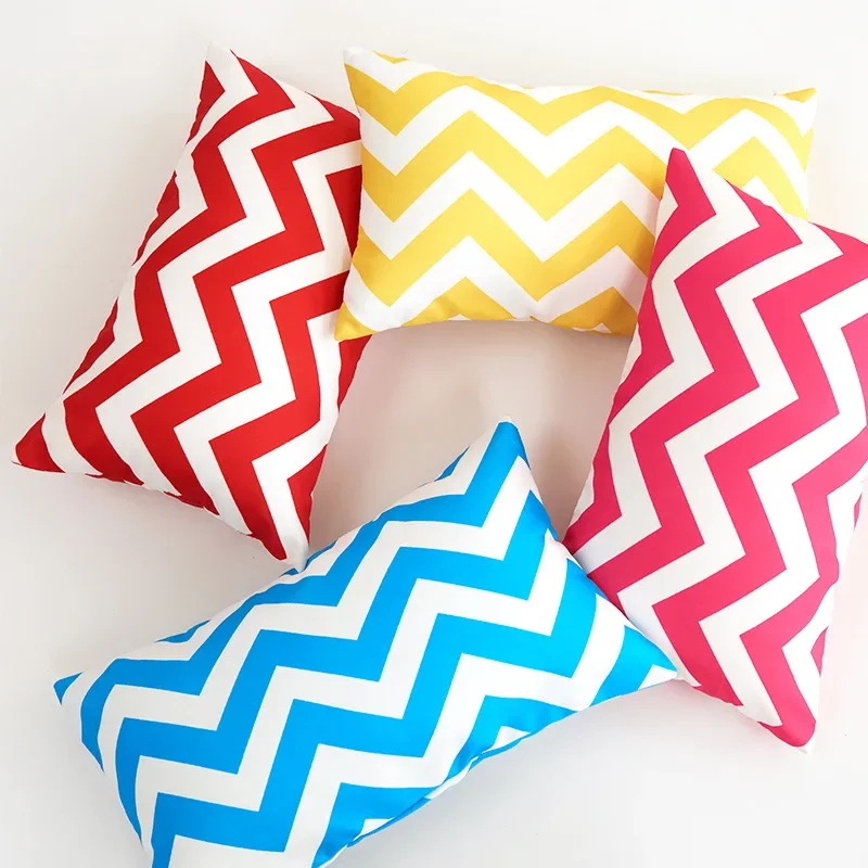 

Waterproof Geometric Print Cushion Cover, Stripe, Outdoor Pillowcase, Decorative, Water-Resistant, Home Decor, 45x45cm