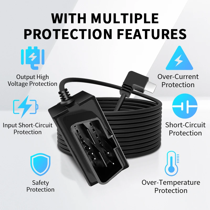 Power supply line for the car camera, enabling parking monitoring. 3.3-meter length, compatible with 12-24V.
