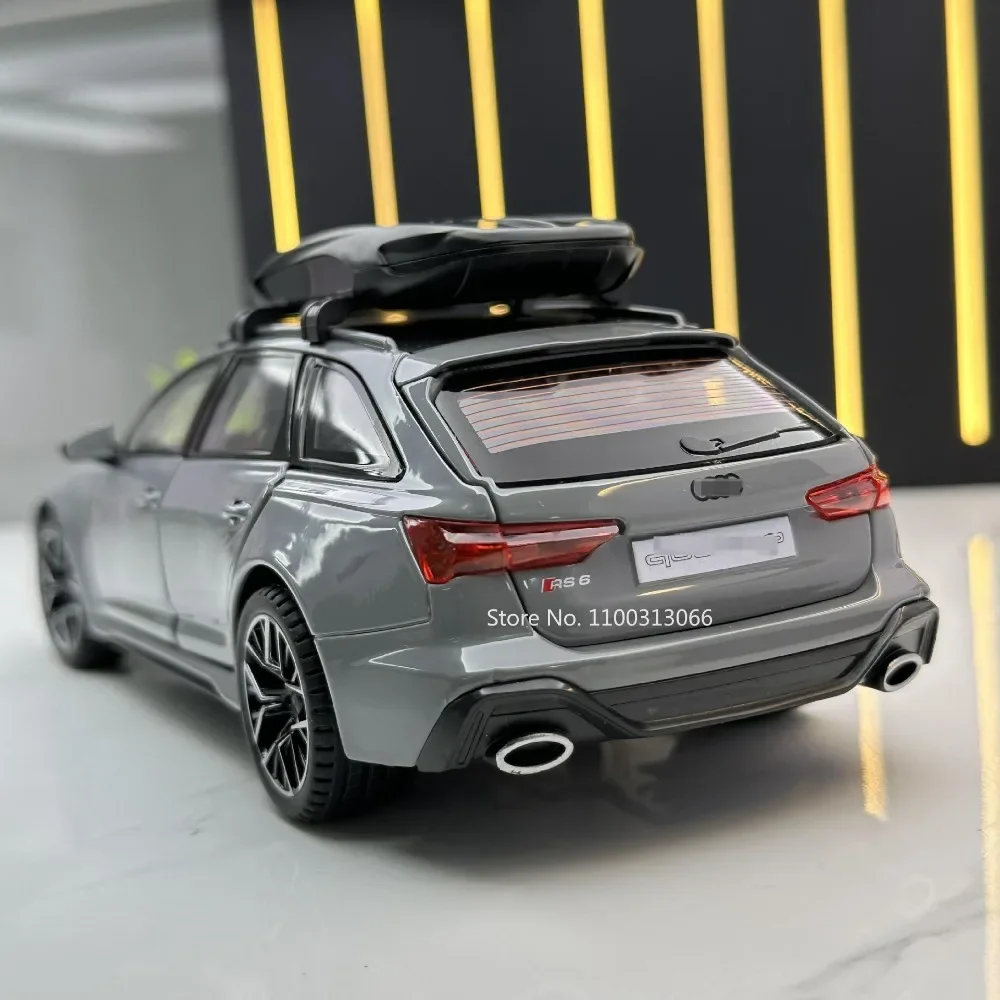 1:24 Scale Audi RS6 Model Car Toys Alloy Die-casting 6 Doors Opened Sound Light Pull Back Ornament Vehicles Festival Child Gifts 6