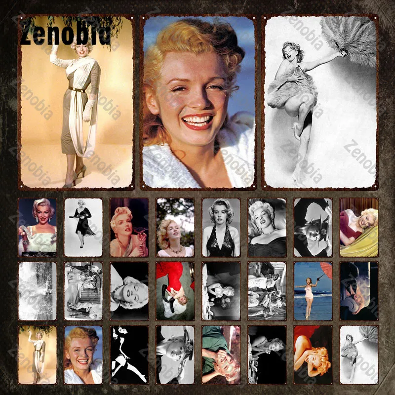 

Vintage Woman Metal Poster Smiling American Sexy Girls Tin Signs Iron Painting Metal Signs Figure Vintage Plaque for Room Decor