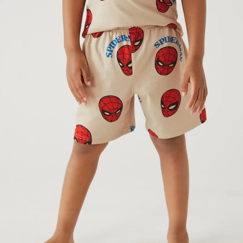 Summer Kids Boy Sets Cartoon Spider Man Marvel Short Sleeved Tee Pullover T-shirt and Elastic Waist Shorts Q1196 5