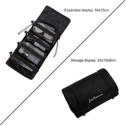Spacious and Durable PU Leather Cosmetic Travel Organizer (S - black)
