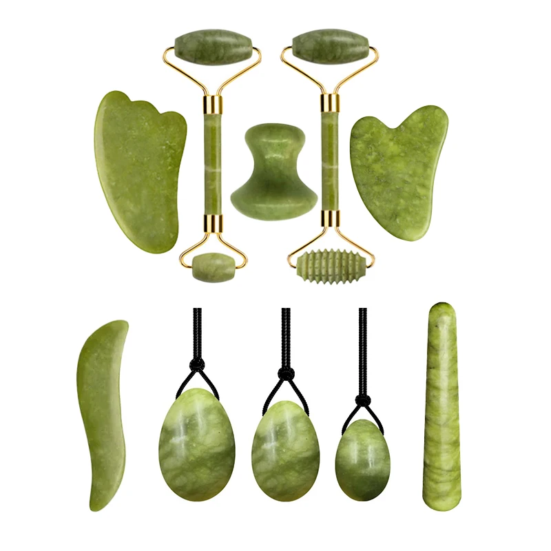 1PCS Jade Roller Gua Sha 100% Natural Stone Gouache Scraper Massage Facial Skin Care Yoni Egg Muscle Massage Body SPA Anti-Aging