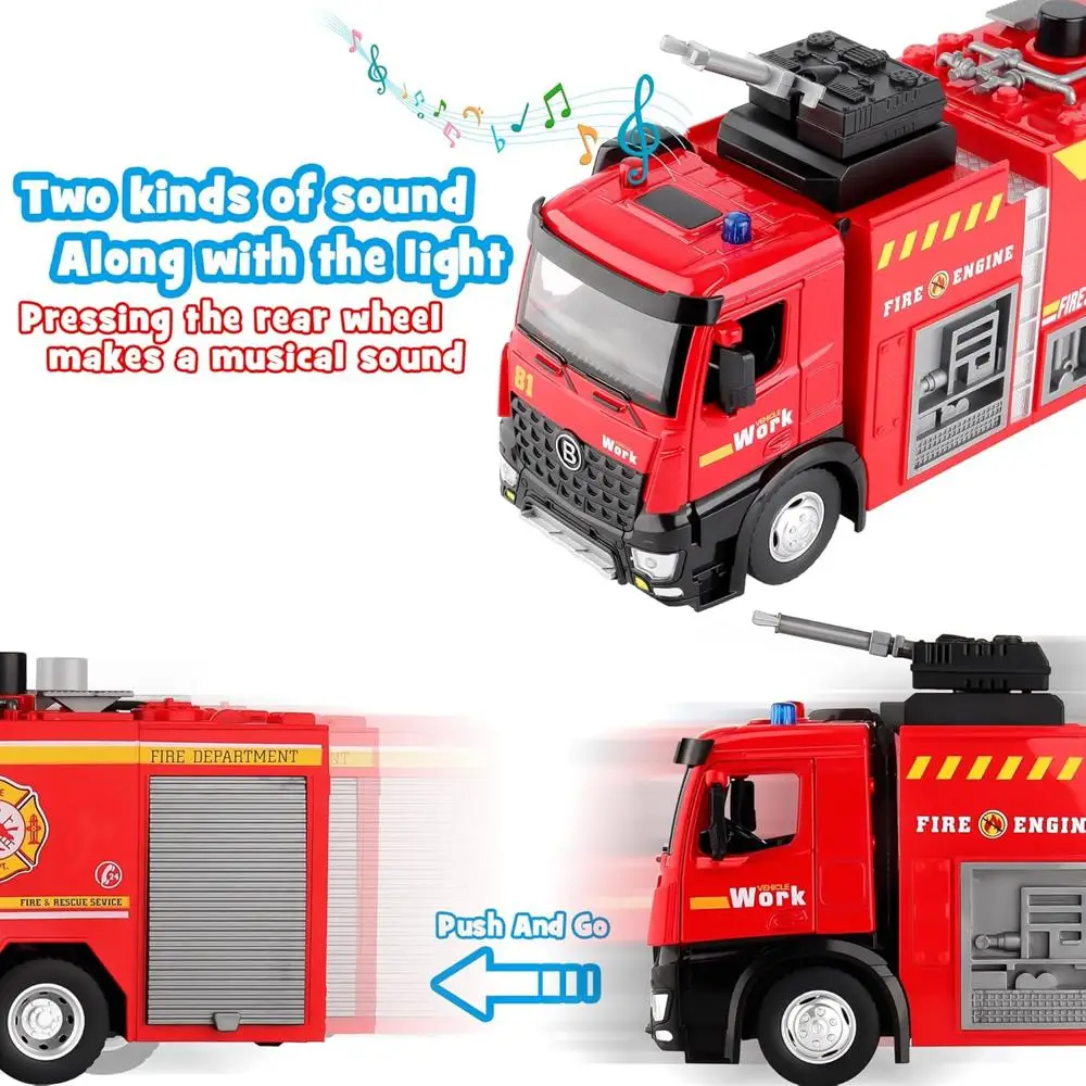Fire Truck Toy for Kids 3-5,with Fire Rescue Vehicle with Shooting Water,Lights and Sounds,Toy Truck Gift for Boy Age 3+ 4