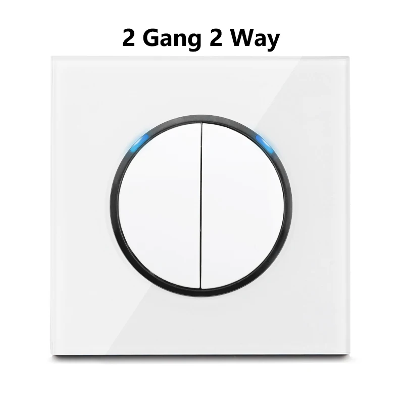 Rewnssin Light Switches and Sockets All Series Glass White Modern Style Random Click Push Button ON OFF EU Outlet Cat5e Socket double light switch Wall Switches