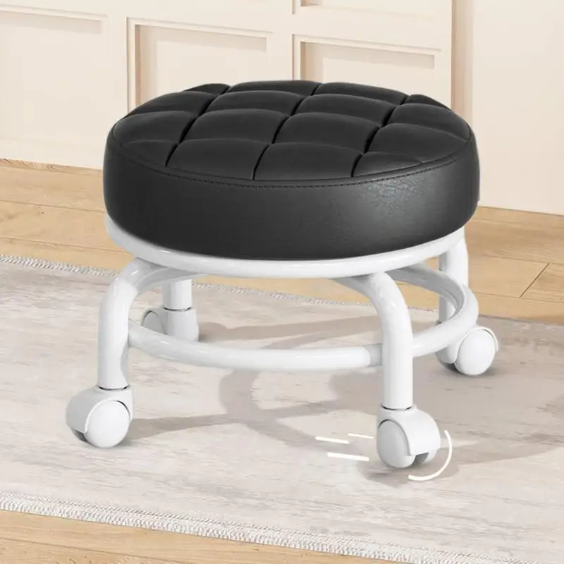 Household Pulley Low Stool Multi-functional Children Walking Round Stool 360 Degree Rotation With Universal Wheel Home Soft Seat