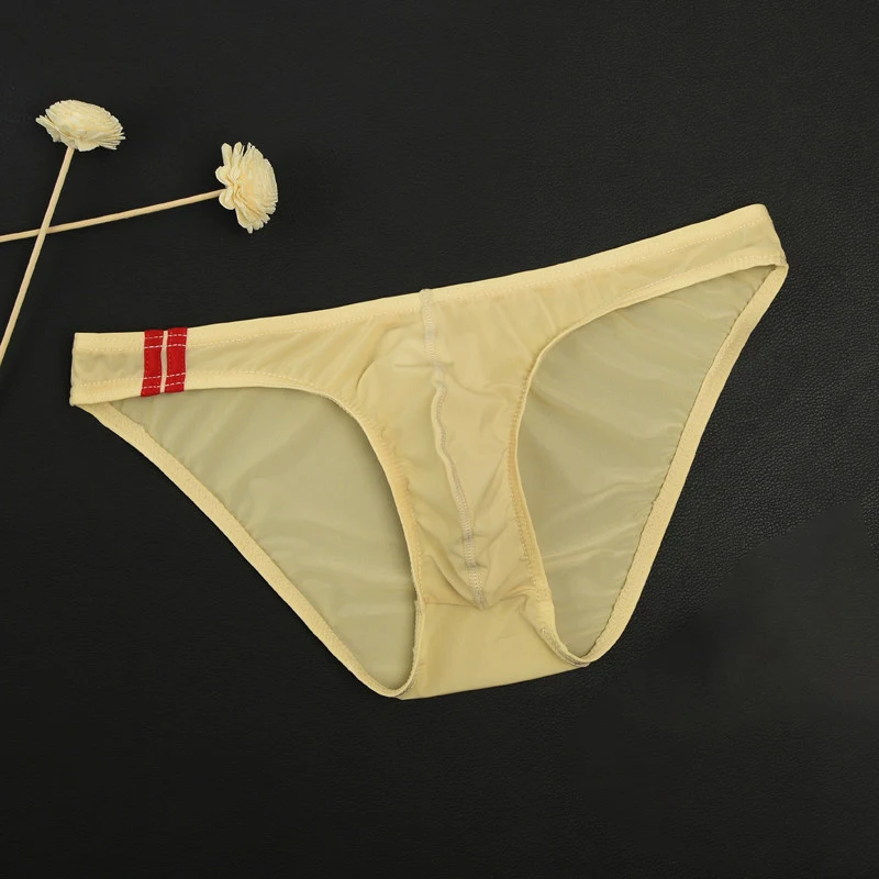 Men's Ice Silk Briefs Underwear Sexy Lingerie Bulge Pouch Panties Breathable Briefs Low Rise Thin Seamless Quick Dry Underpants