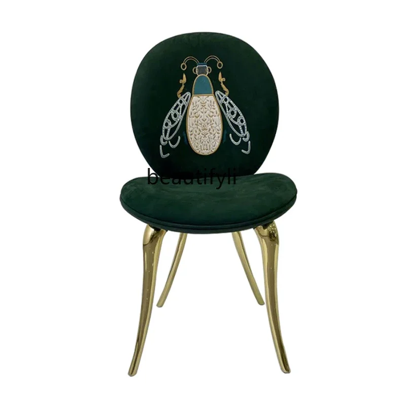 

Dining Chair Italian-Style Light Luxury Model Room Designer Home Lion's Head Backrest Reception Chair