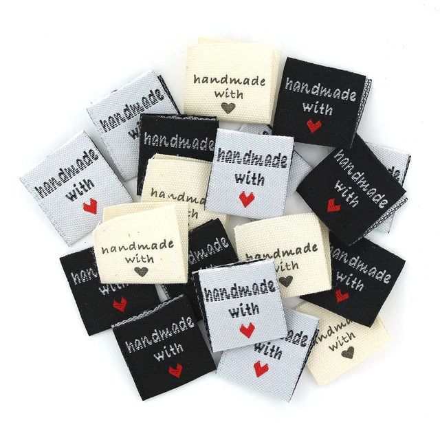 50Pcs Handmade Labels Tags Cotton Fabric Clothing Bags Sewing DIY  Accessories