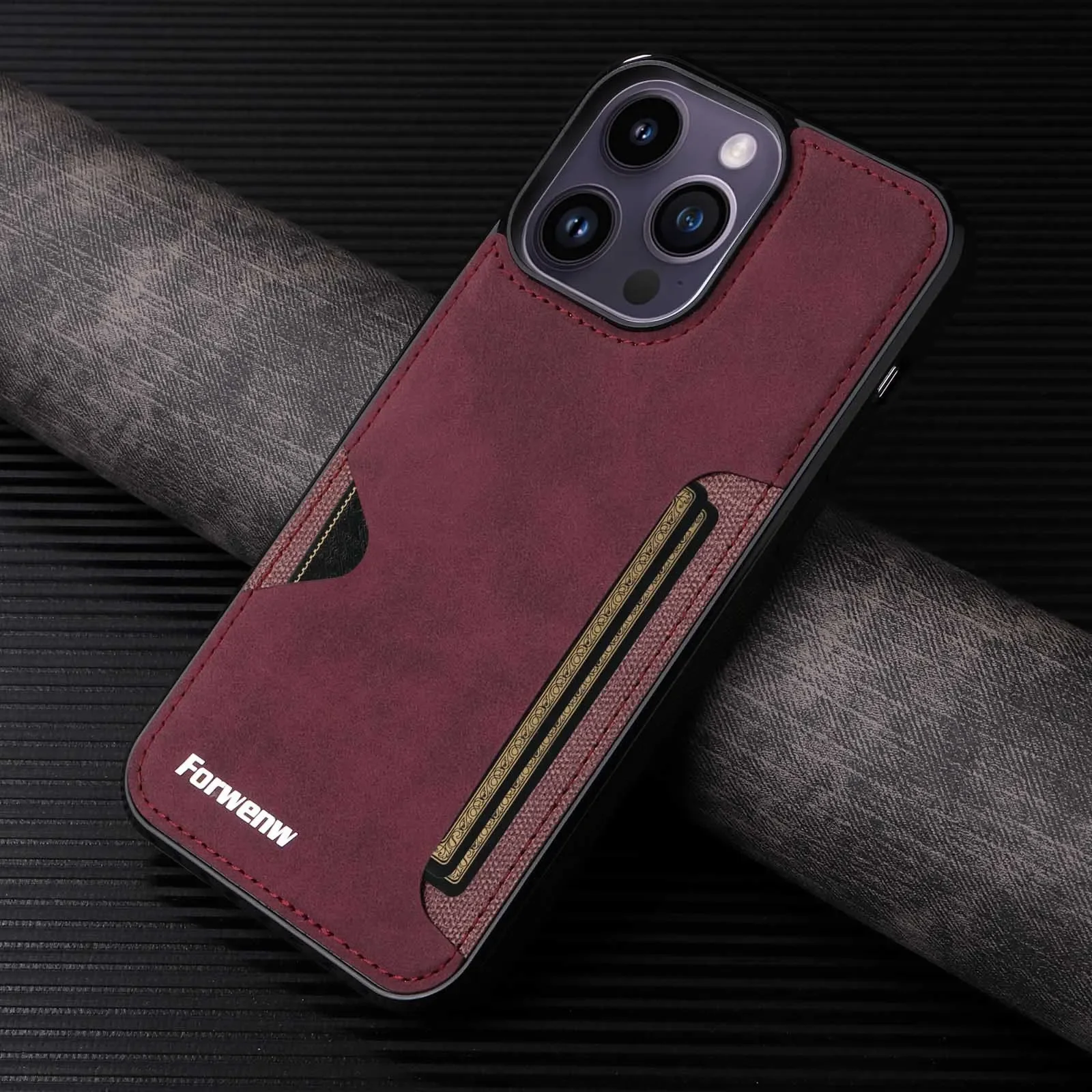 Vintage PU Leather Wallet Phone Case with Card Holder Feature