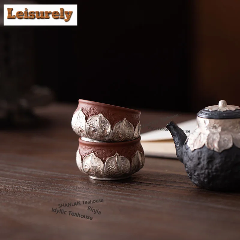 Gilt Silver Lotus Tea Set Complete Set Handmade Set Of Cups Tea Ceremony Set Household Teapot And Tea Cup Set Teaset Craft Gift